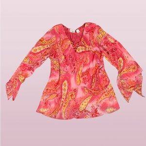 Cato Mesh Boho Winged Top Size Small Lace up y2k festival